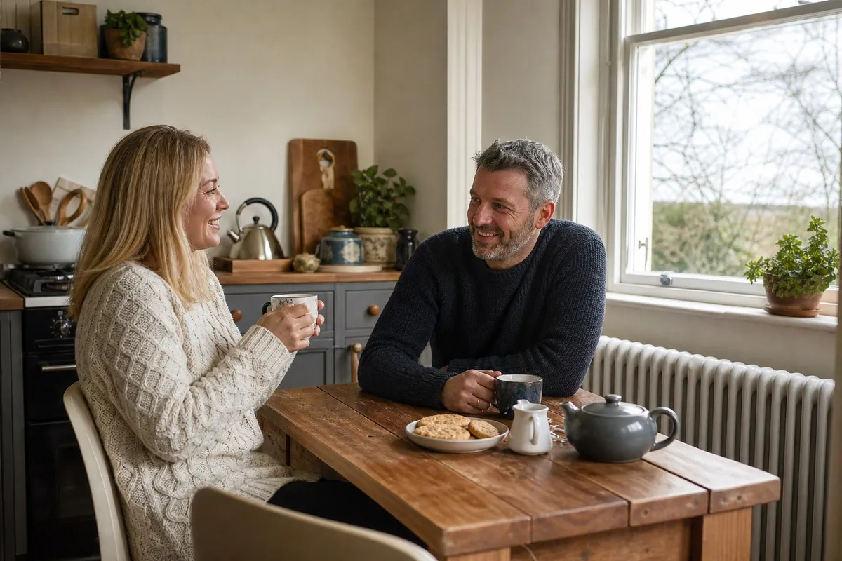 Warm Sunderland kitchen heated by a hybrid heat pump system in winter
